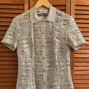 Vintage Silver Lurex Escada Blouse Size 36